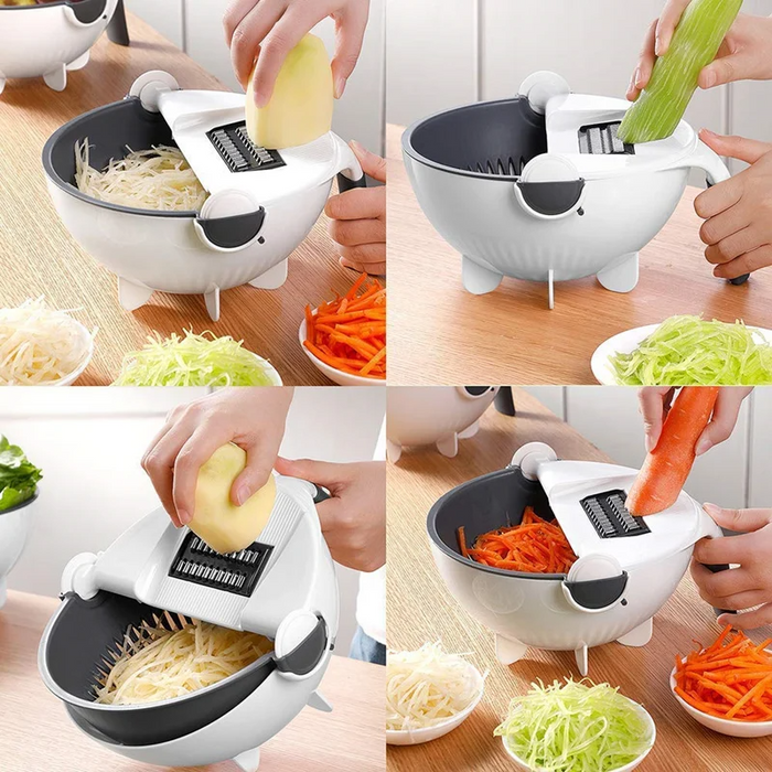 9 in 1 Multifunction Vegetable Cutter with Magic Drain Basket