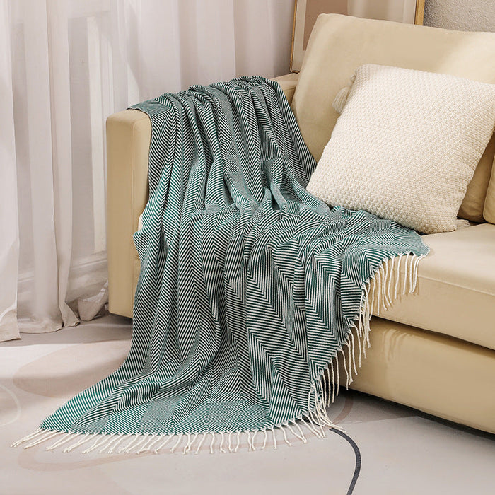 100% Cotton Luxury Herringbone Large Sofa Bed Throw Blanket Fringed Tweed Soft
