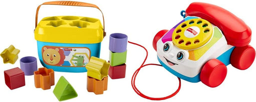 Baby'S First Blocks & Chatter Telephone, Pull Toy Phone for Walk-Along Play, Multicolor (FGW66)