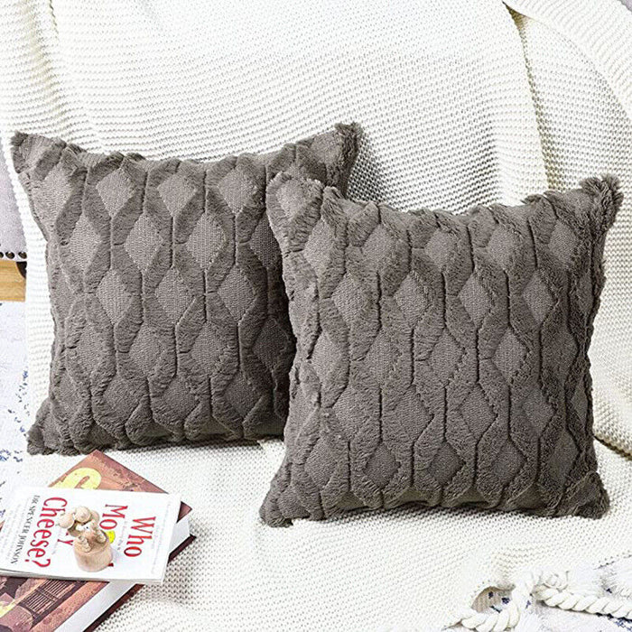 18" Home Decor Fluffy Sofa Cushion Cover Geometric Pillowcase Furry Pillow UK