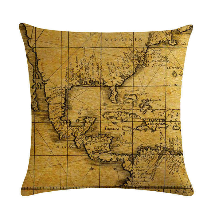 18" Throw Pillow Case Cushion Cover Home Decor Vintage World Map Pattern Cojines