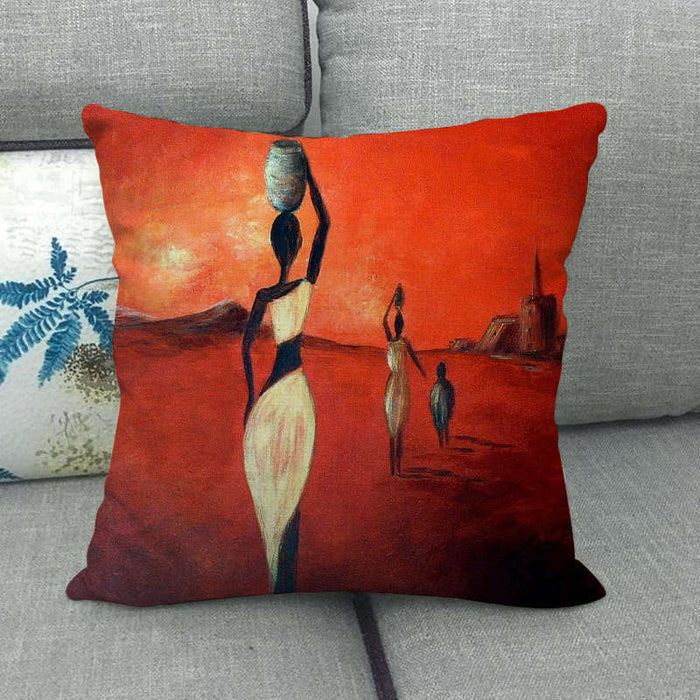 18" African Woman Home Decor Pillow Case Gallery Exotic Restaurant Cushion Cover
