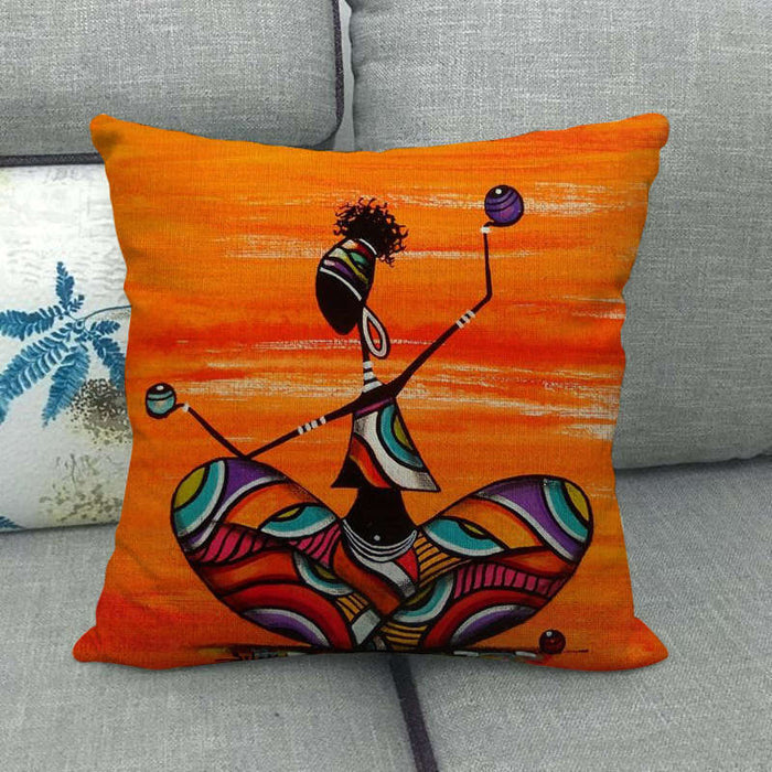 18" African Woman Home Decor Pillow Case Gallery Exotic Restaurant Cushion Cover