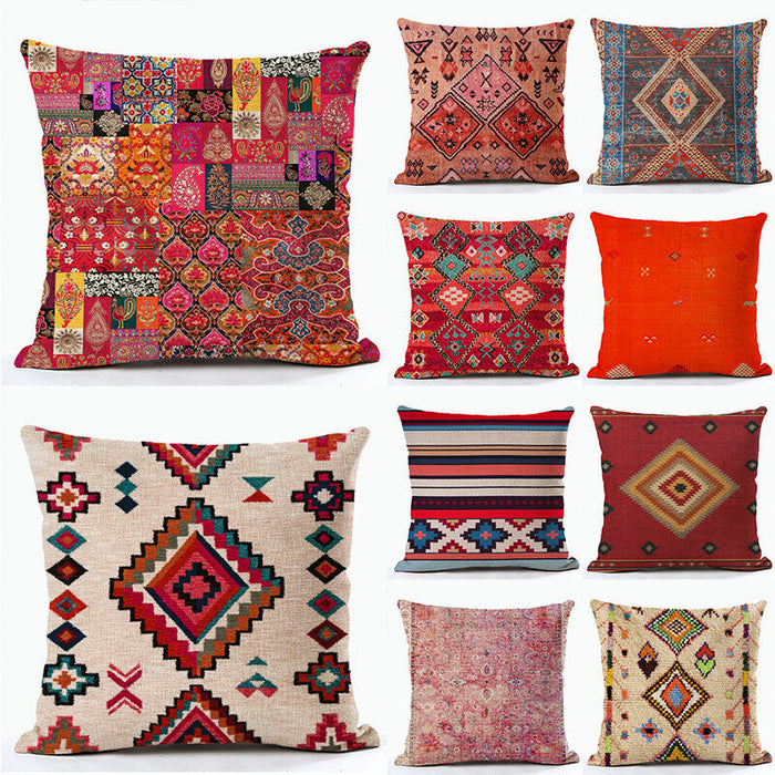 Ethnic Boho Mandala Print Linen Throw Pillow Case Sofa Cushion Cover Home Decor！