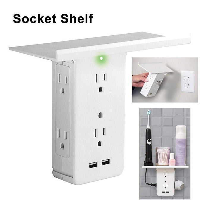Multi-plug Socket Shelf Rack with 2 USB Charging Ports